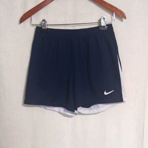 Nike Dri Fit Navy and White Slim Fit Athletic Short Size Small